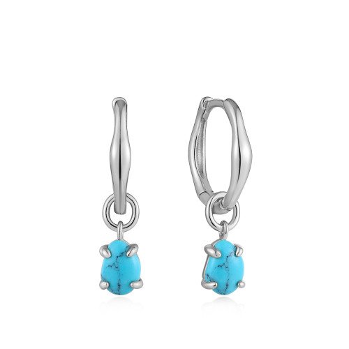 DROP WAVE HUGGIE HOOP EARRINGS
