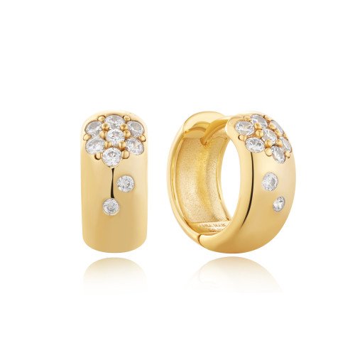GOLD SPARKLE CHUBBY HUGGIE HOOP EARRINGS