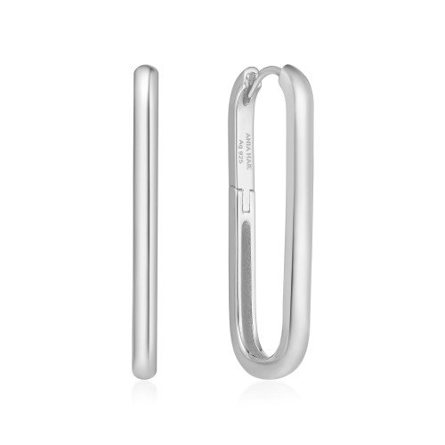 Silver Tube Oversized U Hoop Σκουλαρίκια