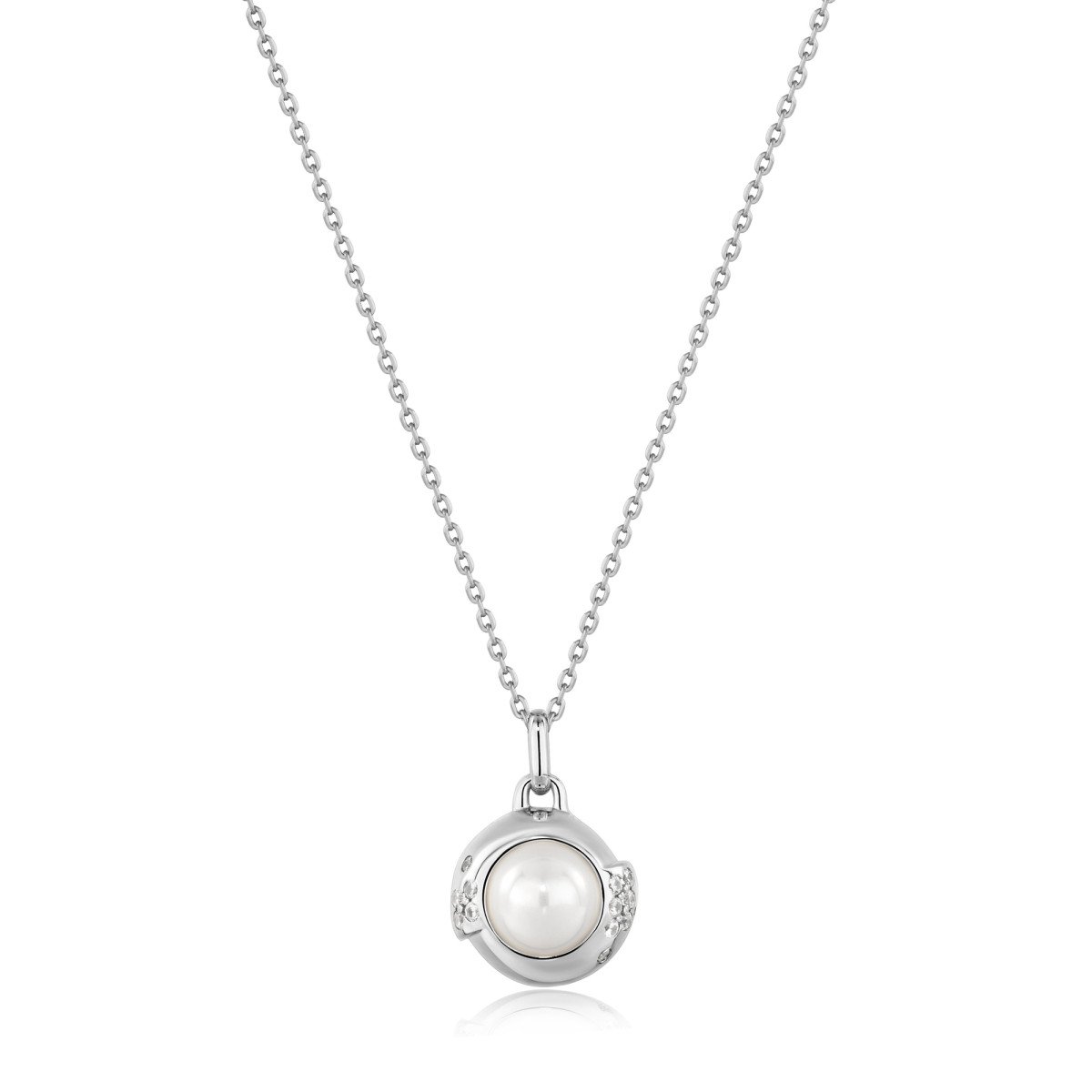 SILVER PEARL SPHERE PENDANT NECKLACE