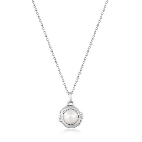 SILVER PEARL SPHERE PENDANT NECKLACE