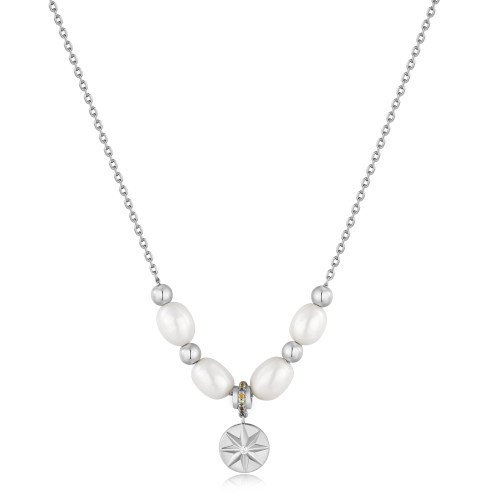 SILVER PEARL STAR PENDANT NECKLACE