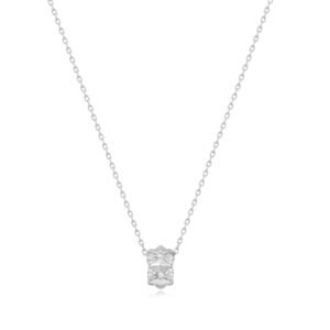 SILVER GEOMETRIC SPARKLE PENDANT NECKLACE