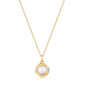 GOLD PEARL SPHERE PENDANT NECKLACE