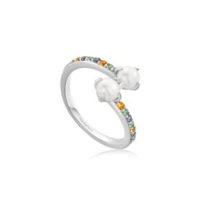 SILVER GEM PEARL WRAP RING