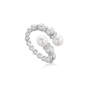 SILVER PEARL SPARKLE WRAP RING